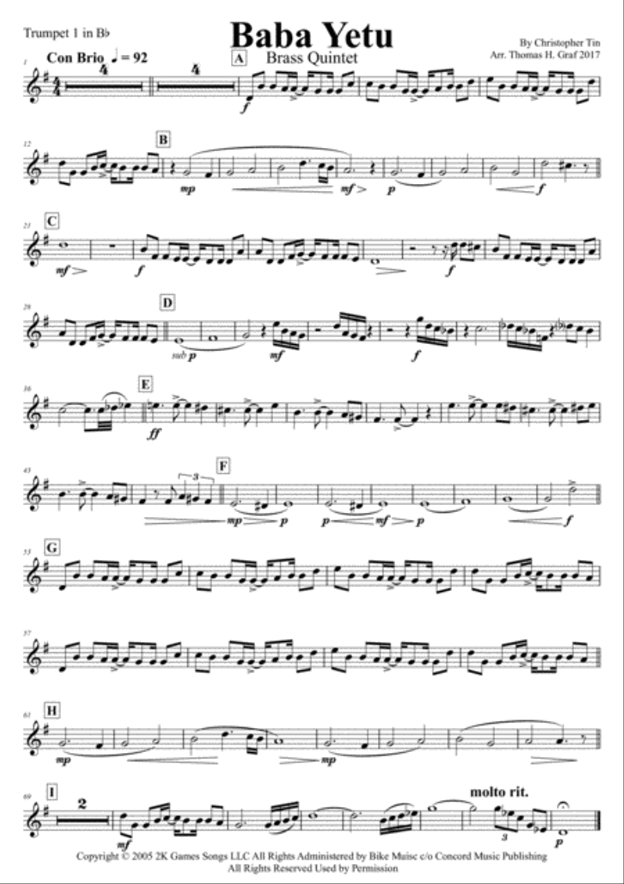 Baba Yetu Euphonium scores gallery preview page 6