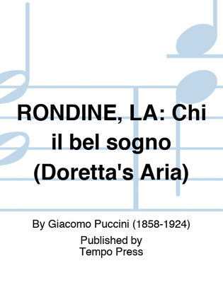 Book cover for RONDINE, LA: Chi il bel sogno (Doretta's Aria)