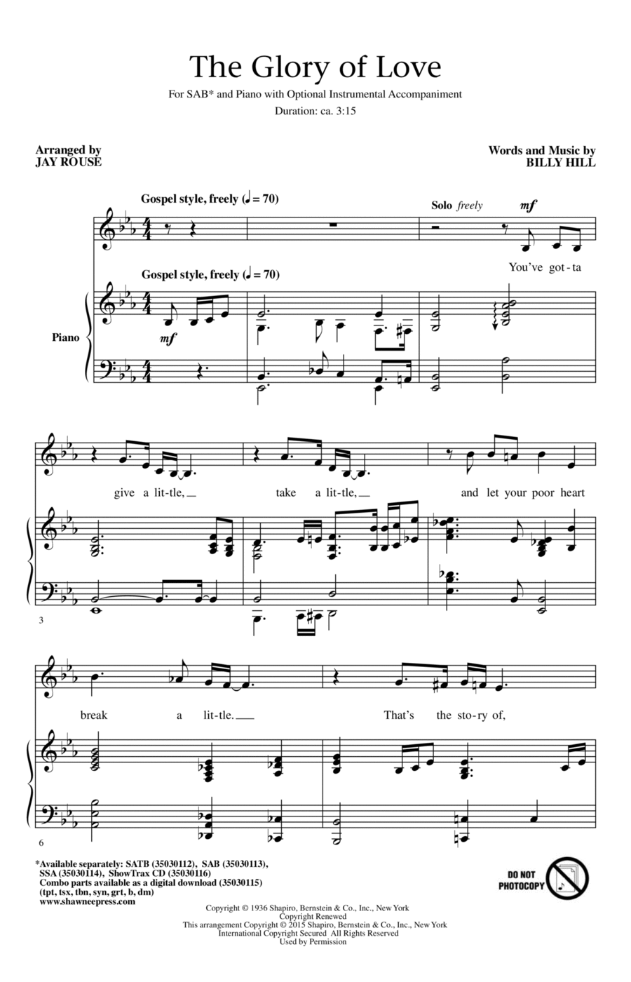 The Glory Of Love 3-Part scores gallery preview page 1
