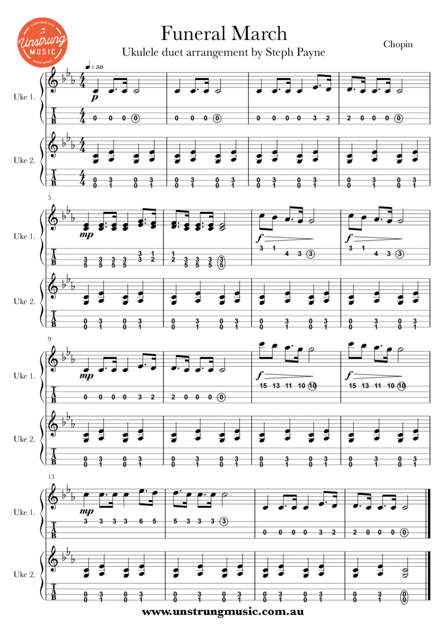 Funeral March Ukulele scores gallery preview page 1