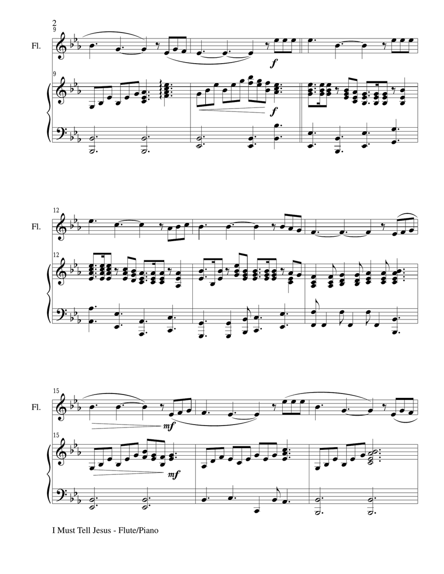 I MUST TELL JESUS (Flute/Piano and Flute Part) Flute scores gallery preview page 2