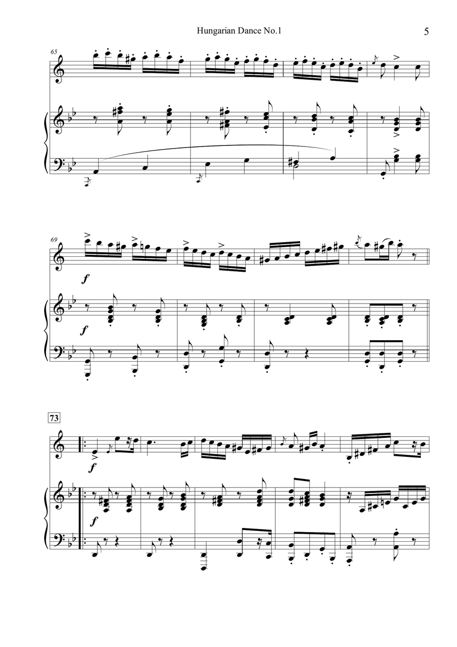 Hungarian Dance.No.1 for Clarinet in Bb and Piano Hungarian Dance.No.1 for Clarinet in Bb and Piano B-Flat Clarinet scores gallery preview page 6