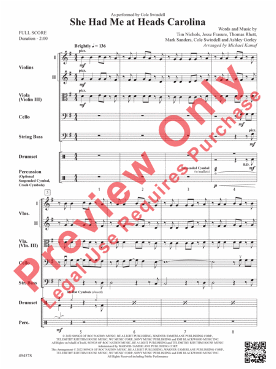 She Had Me at Heads Carolina String Orchestra scores gallery preview page 4