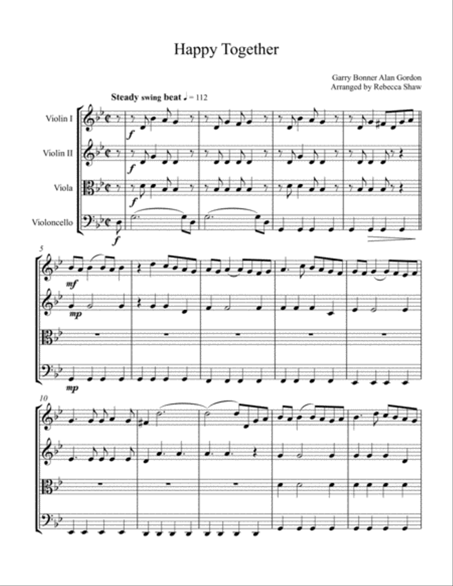Happy Together String Quartet scores gallery preview page 1