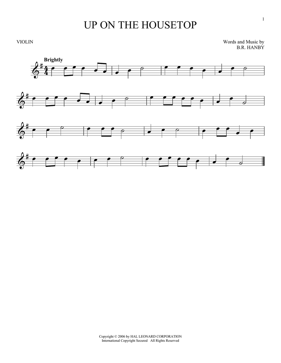Up On The Housetop Violin Solo scores gallery preview page 1