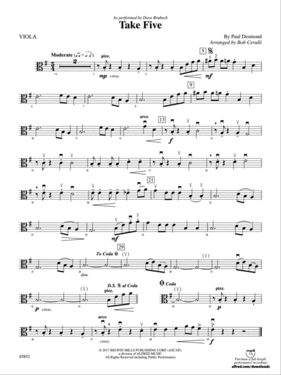 Take Five: Viola String Orchestra scores gallery preview page 1