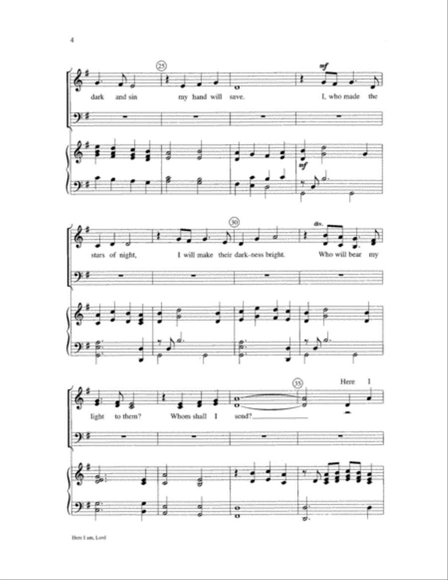 Here I Am, Lord Here I Am, Lord 3-Part scores gallery preview page 4