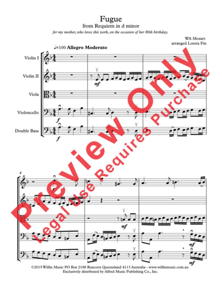 Fugue from Requiem in D Minor String Orchestra scores gallery preview page 4
