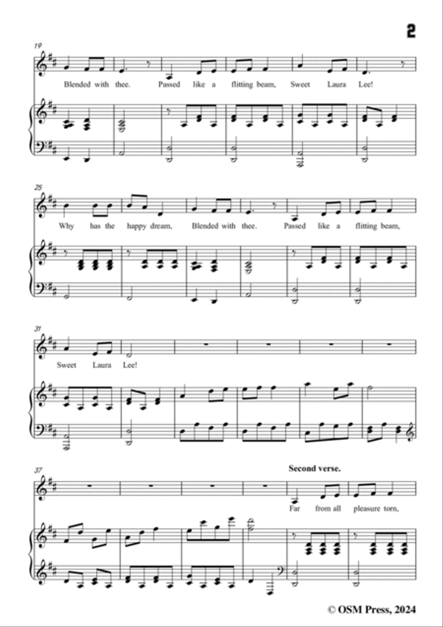 S. Foster-Laura Lee,in D Major Voice scores gallery preview page 3