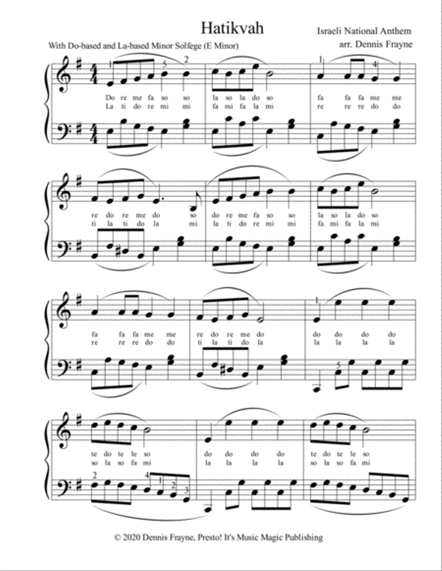 Hatikvah (Israel National Anthem) Voice scores gallery preview page 1