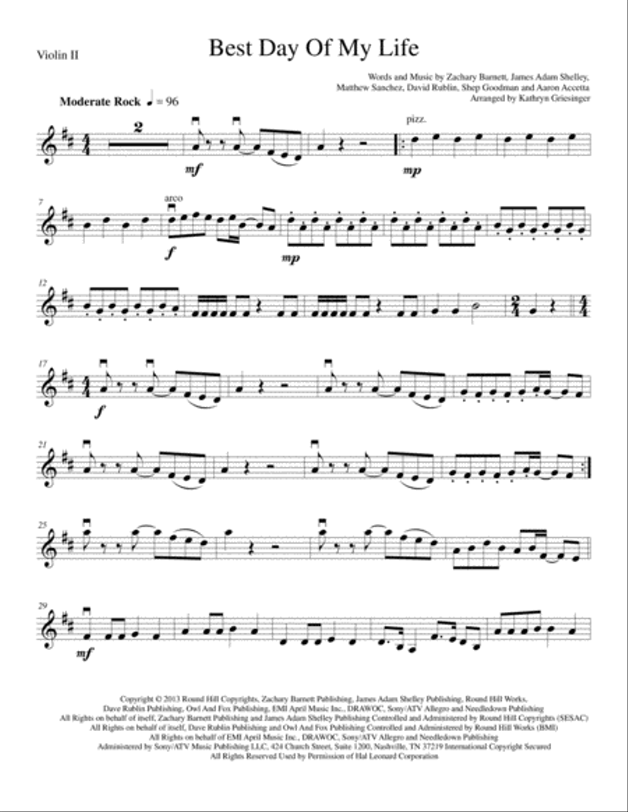 Best Day Of My Life String Quartet scores gallery preview page 3