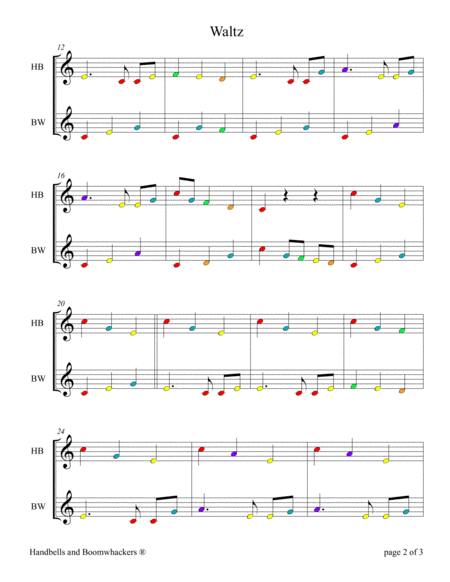 Waltz for 8-note Bells and Boomwhackers® (with Color Coded Notes) image number null