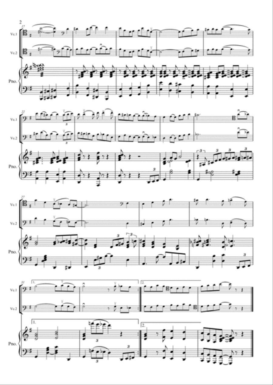 Kansas City Kitty - 2 Cellos, Cello Duo, Cello Group & Piano String Duet scores gallery preview page 2