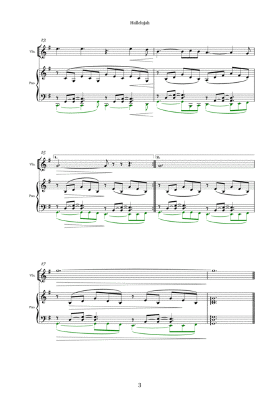 Hallelujah Violin Solo scores gallery preview page 3