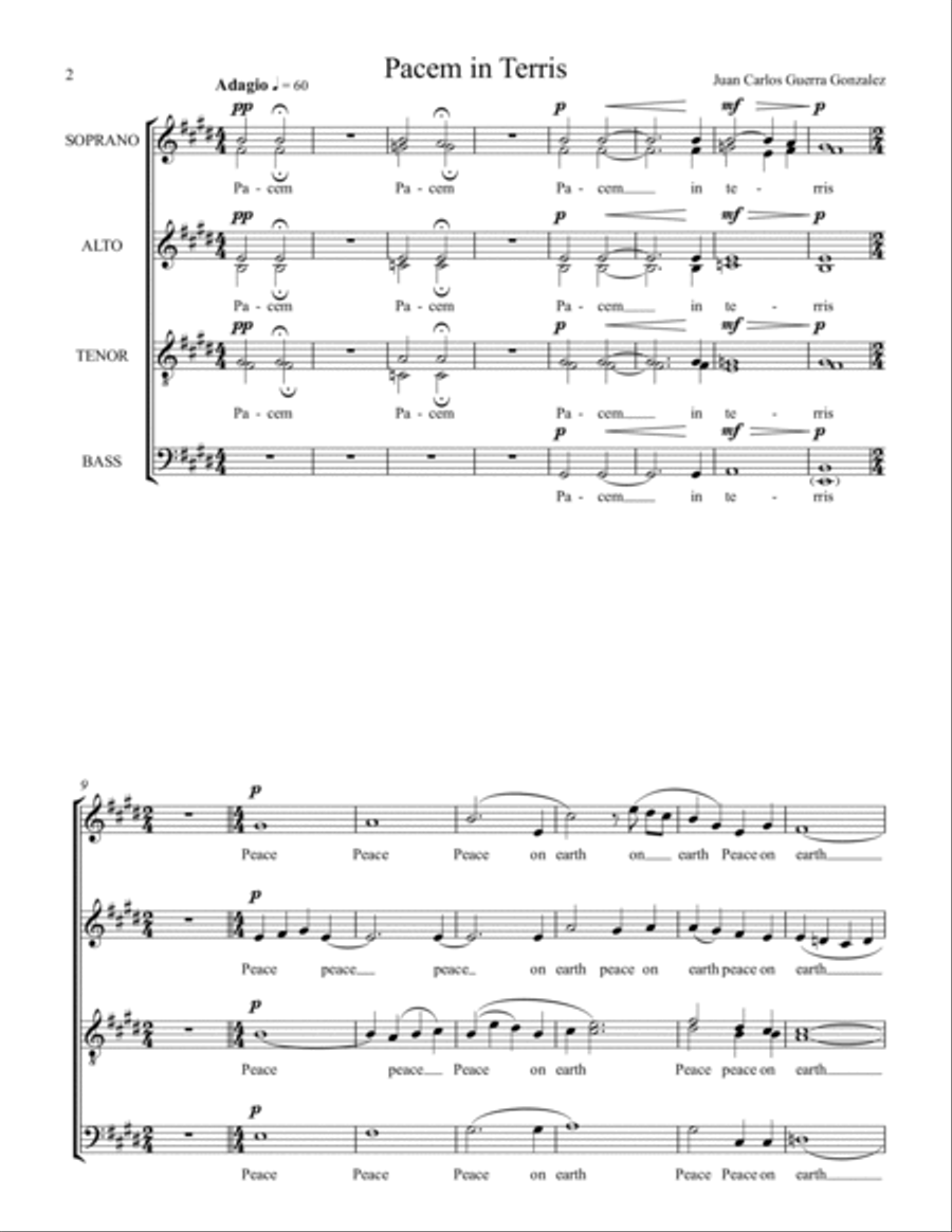Pacem in Terris - Juan Guerra Gonzalez A Cappella scores gallery preview page 2