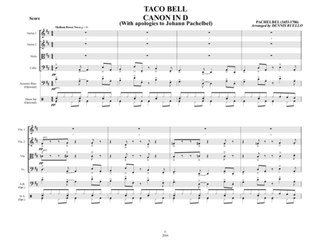 TACO BELL CANON IN D - Bossa Nova - String Quartet with optional Acoustic Bass and Drum Set Parts