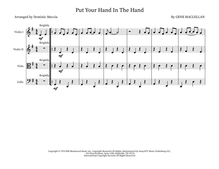 Put Your Hand In The Hand Small Ensemble scores gallery preview page 1