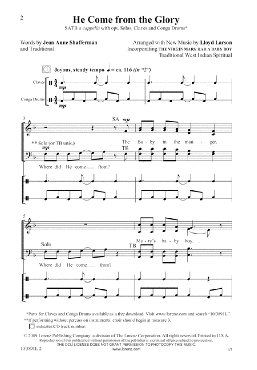 He Come from the Glory He Come from the Glory 4-Part scores gallery preview page 3