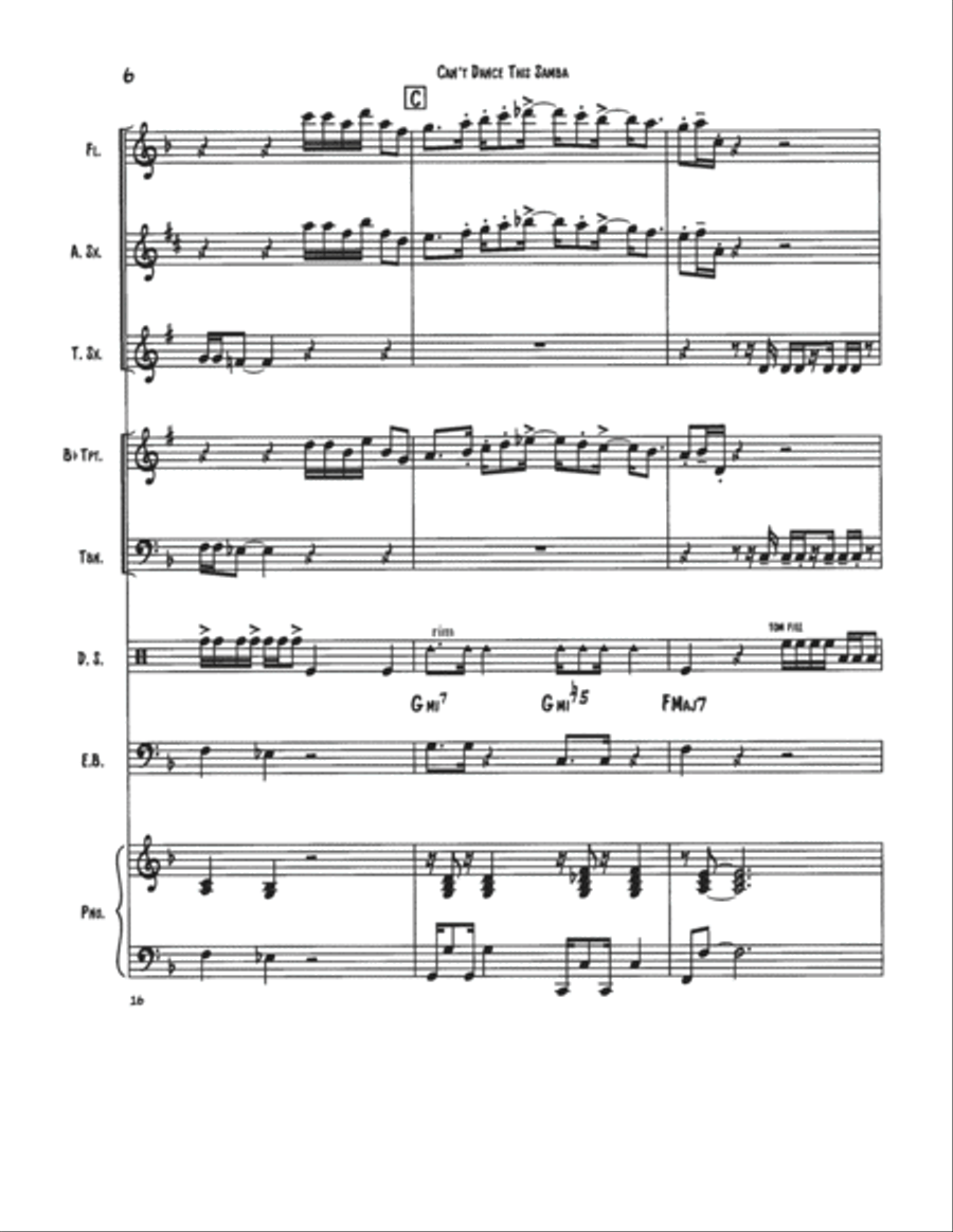 Can't Dance This Samba by Joel Glickman. Jazz piece for small to medium group with flexible instru Jazz Ensemble scores gallery preview page 6