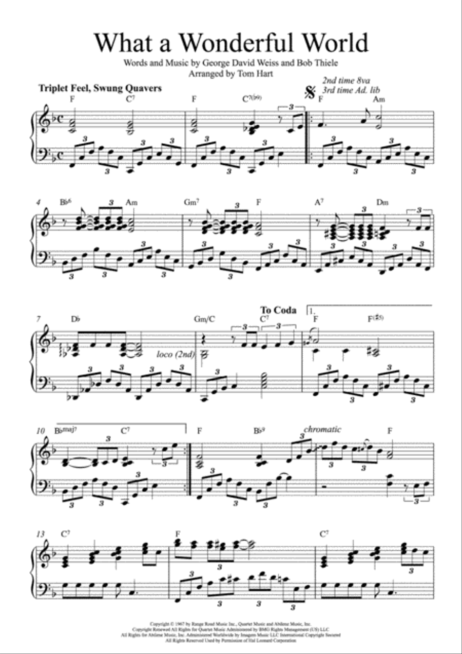 What A Wonderful World Piano Solo scores gallery preview page 1