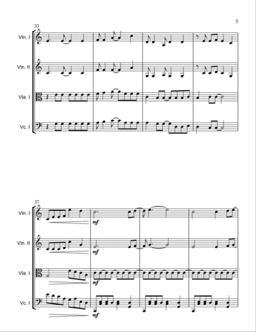 Kiss The Girl String Quartet scores gallery preview page 5