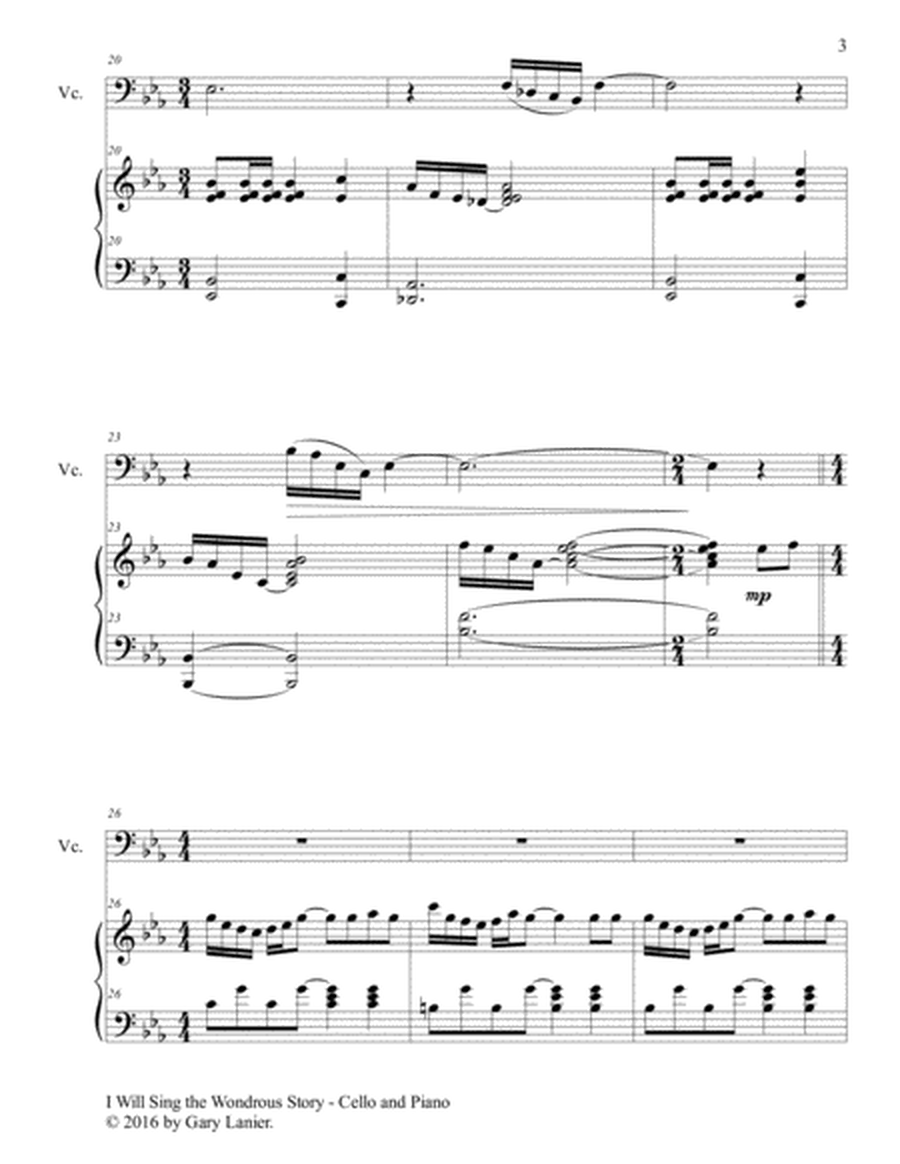 I WILL SING THE WONDROUS STORY (Intermediate Edition – Cello & Piano with Parts) image number null