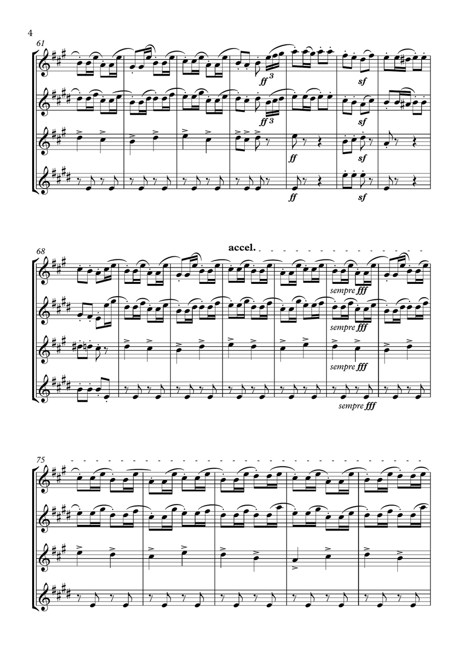 La suite de El cascanueces - 4. Danza rusa (Trepak) Woodwind Quartet scores gallery preview page 4
