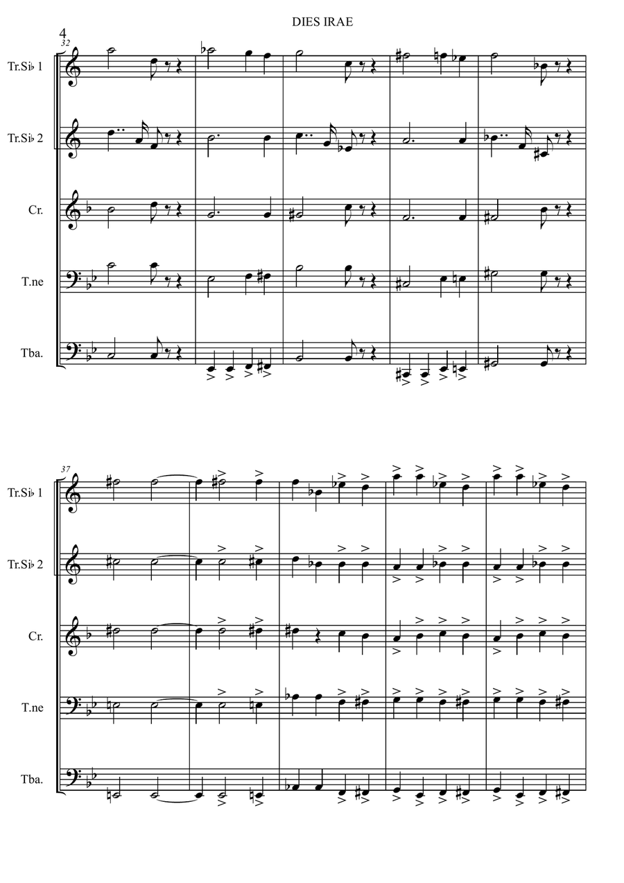 DIES IRAE from REQUIEM by G. Verdi Brass Ensemble scores gallery preview page 5