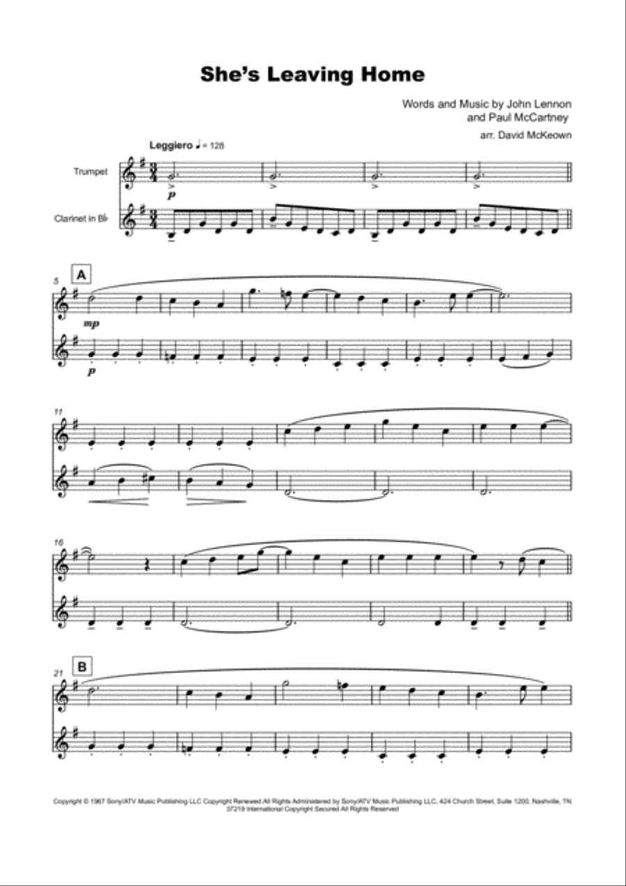 She's Leaving Home Clarinet scores gallery preview page 2