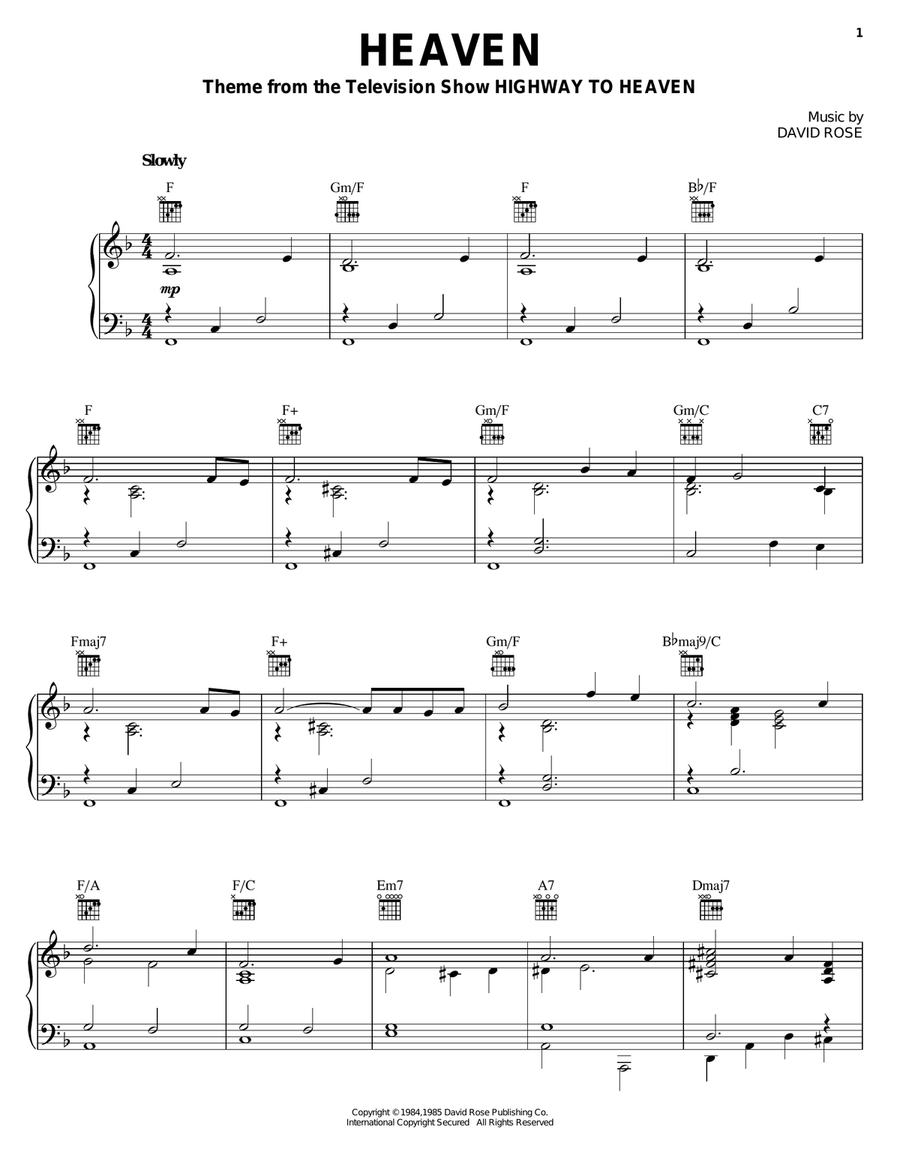 Heaven Heaven Piano Solo scores gallery preview page 1
