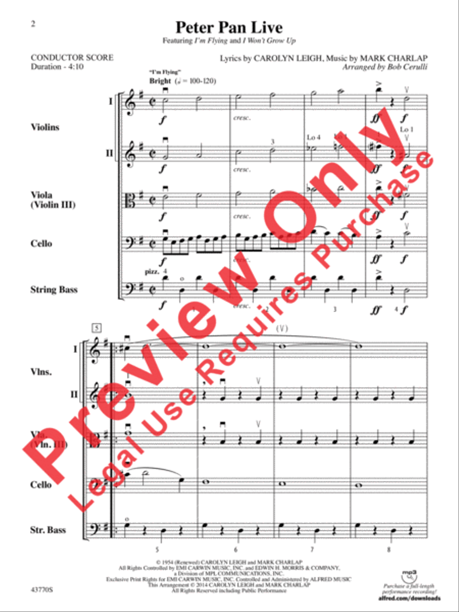 Peter Pan Live String Orchestra scores gallery preview page 3