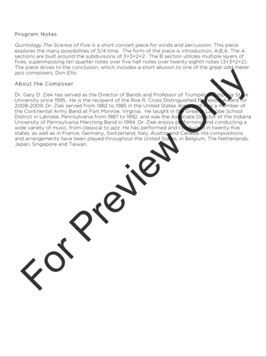 Quintology (Score) Quintology (Score) Concert Band scores gallery preview page 3