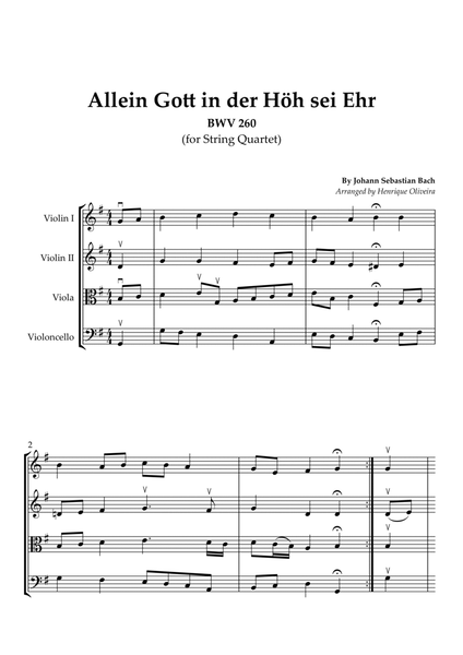 Bach's Choral - "Allein Gott in der Höh sei Ehr" (String Quartet) image number null