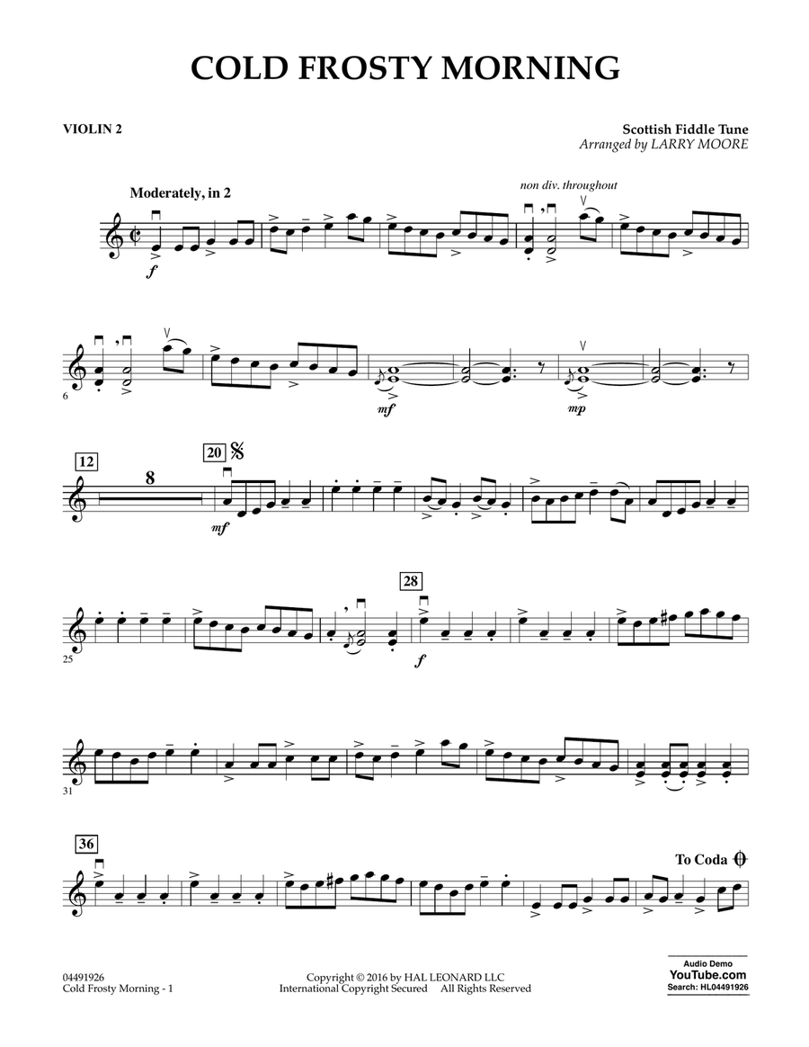 Cold Frosty Morning - Violin 2 Violin scores gallery preview page 1