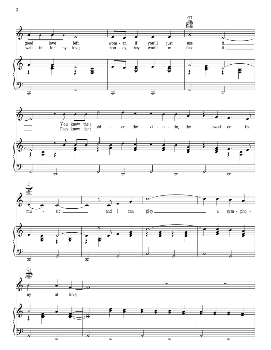The Older The Violin, The Sweeter The Music Piano, Vocal, Guitar scores gallery preview page 2