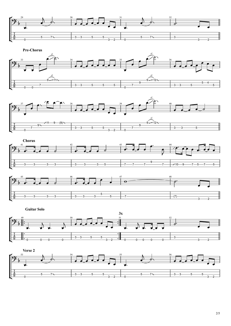Say Goodnight Guitar Tablature scores gallery preview page 2