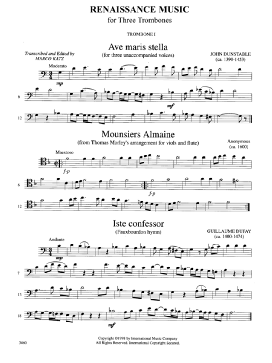 Renaissance Music Trombone Trio scores gallery preview page 2
