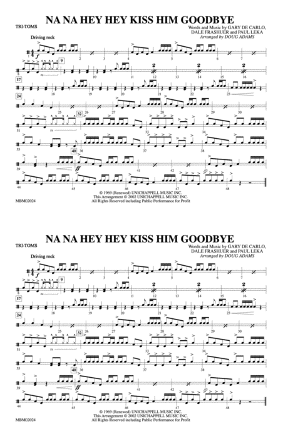 Na Na Hey Hey Kiss Him Goodbye: Tom-Toms Marching Band scores gallery preview page 1