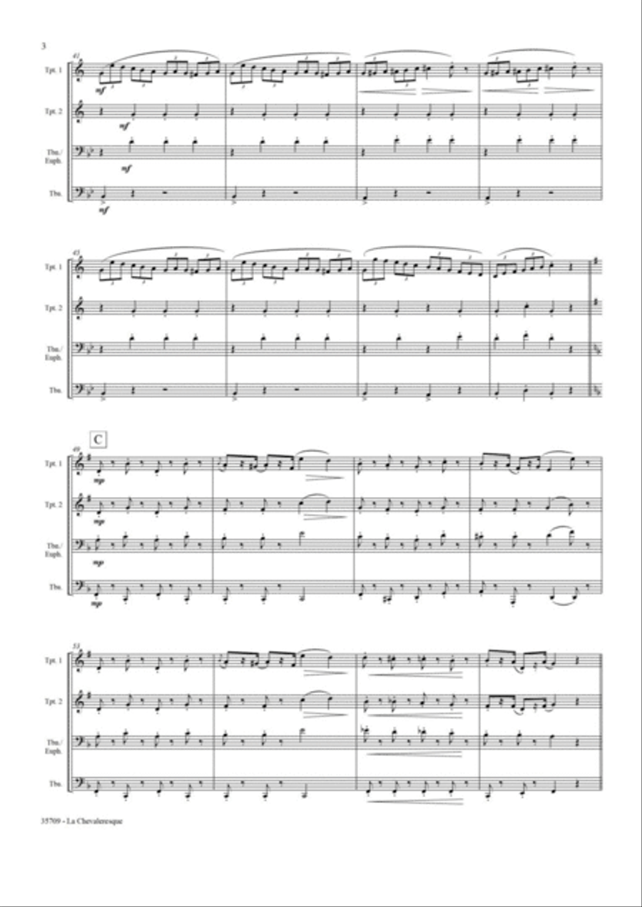 LA CHEVALERESQUE (THE CAVALIER) BRASS QUARTET Brass Quartet scores gallery preview page 4