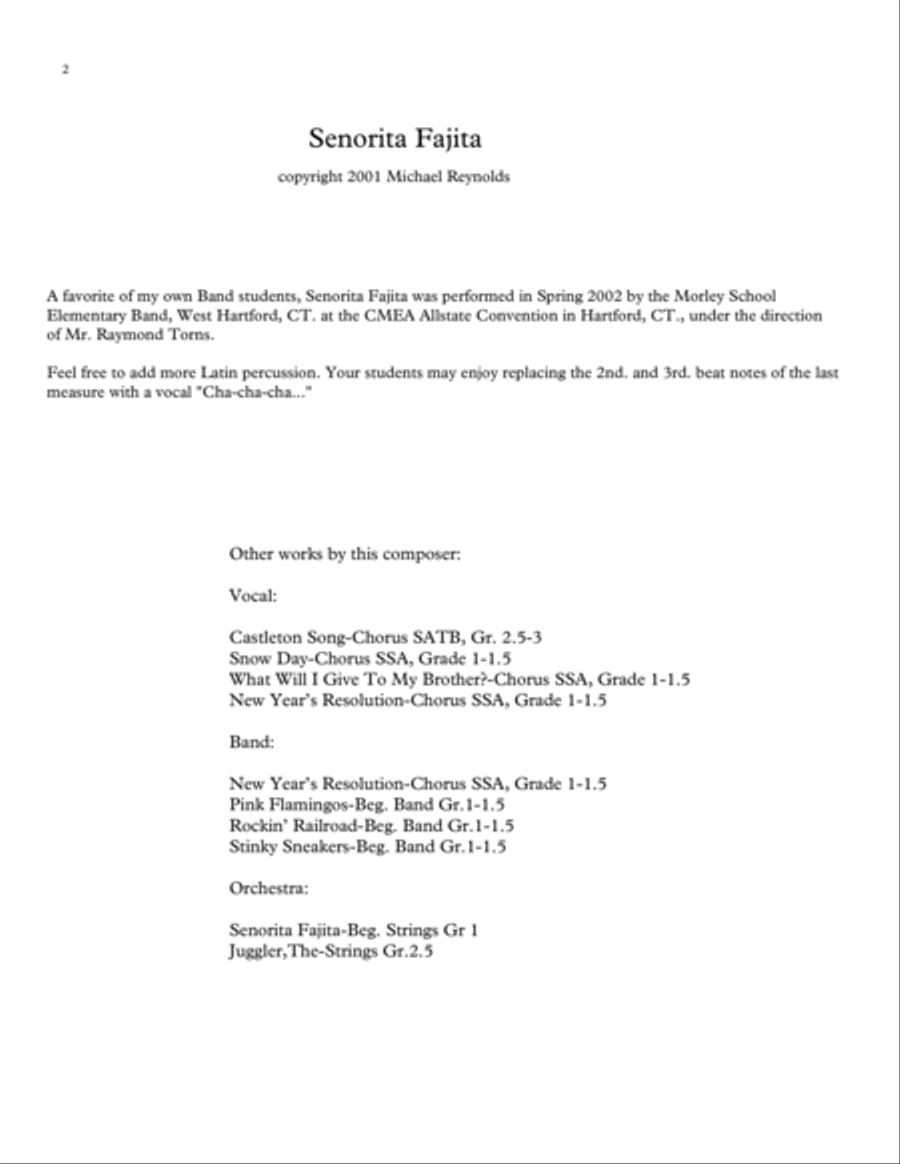 Senorita Fajita Concert Band scores gallery preview page 2