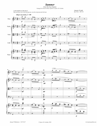 Vivaldi: Summer from the Four Seasons for Flute & Piano Quartet