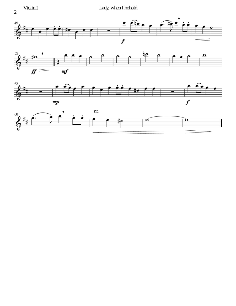 Lady, when I behold arranged for string quartet String Quartet scores gallery preview page 6