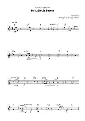 Dona Nobis Pacem - for tenor saxophone (with chords)