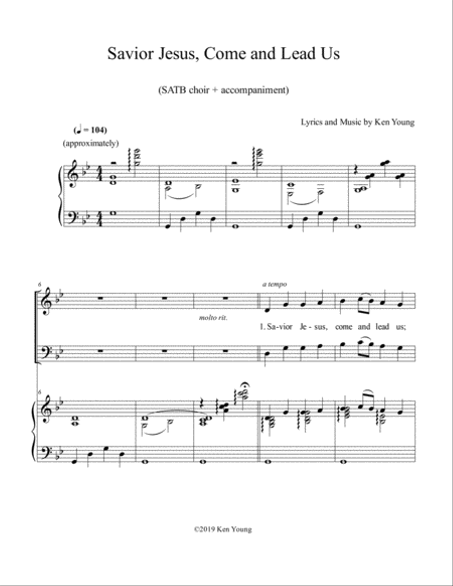 Savior Jesus, Come and Lead Us (by Ken Young) 4-Part scores gallery preview page 1