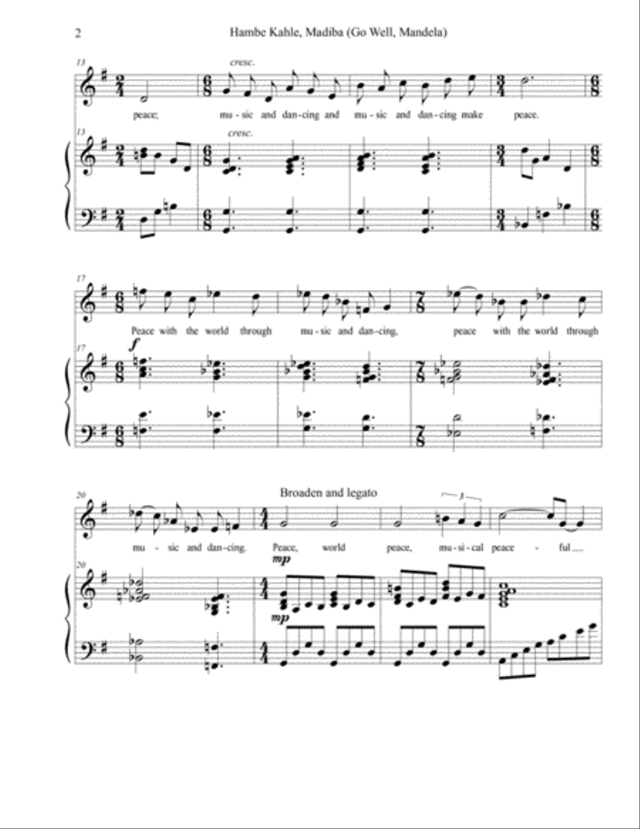 Music and Dancing (#3 from Hambe Kahle, Madiba) Voice Solo scores gallery preview page 2