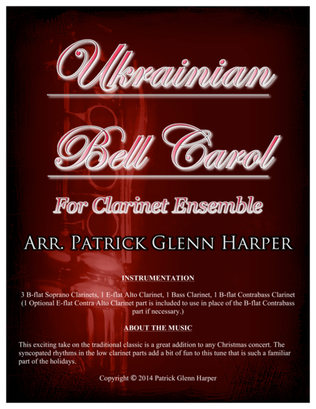 Ukrainian Bell Carol - for Clarinet Choir