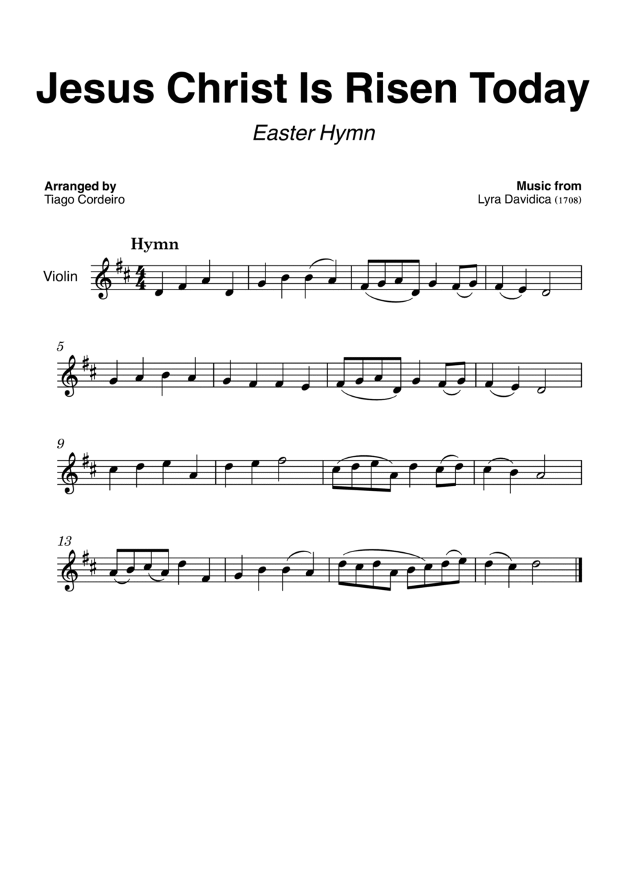 Jesus Christ Is Risen Today Violin Solo scores gallery preview page 1