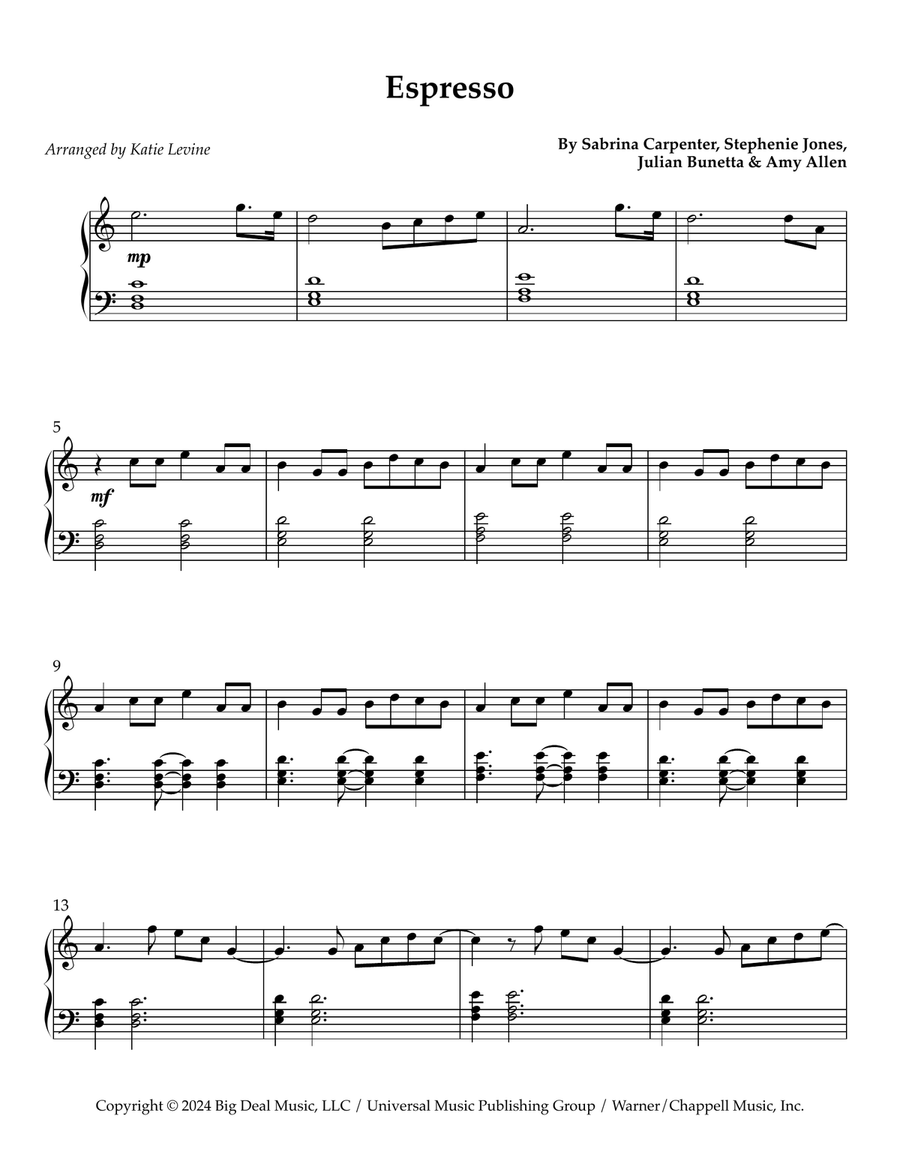 Espresso Easy Piano scores gallery preview page 1