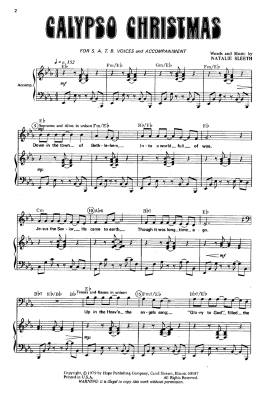 Calypso Christmas Calypso Christmas 4-Part scores gallery preview page 2