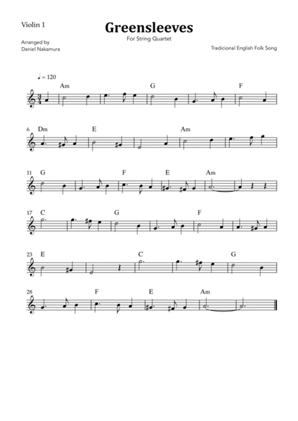 Greensleeves (for String Quartet) image number null